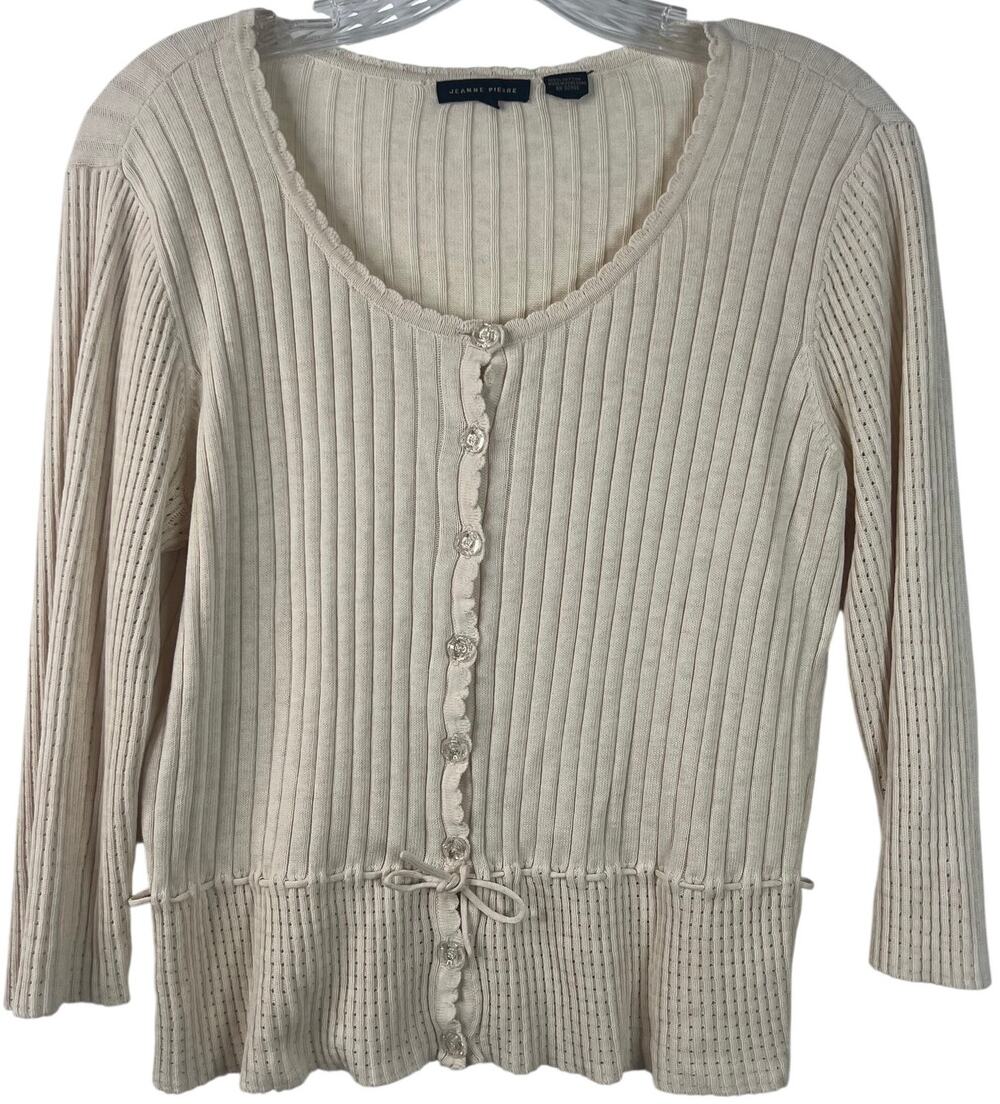 Jeanne Pierre Vintage Women's Top Button Down Y2K Cardigan Balletcore Size M